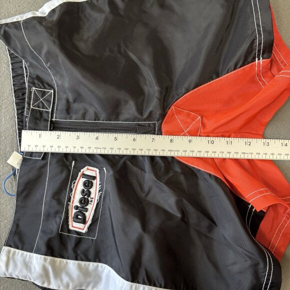 Diesel Beachwear BMBX Ronny Swim Shorts Trunks Mens S Black Orange Nylon Pocket - Picture 9 of 14